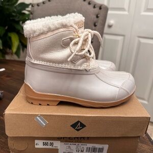 Sperry Cream and Tan Winter Boots
